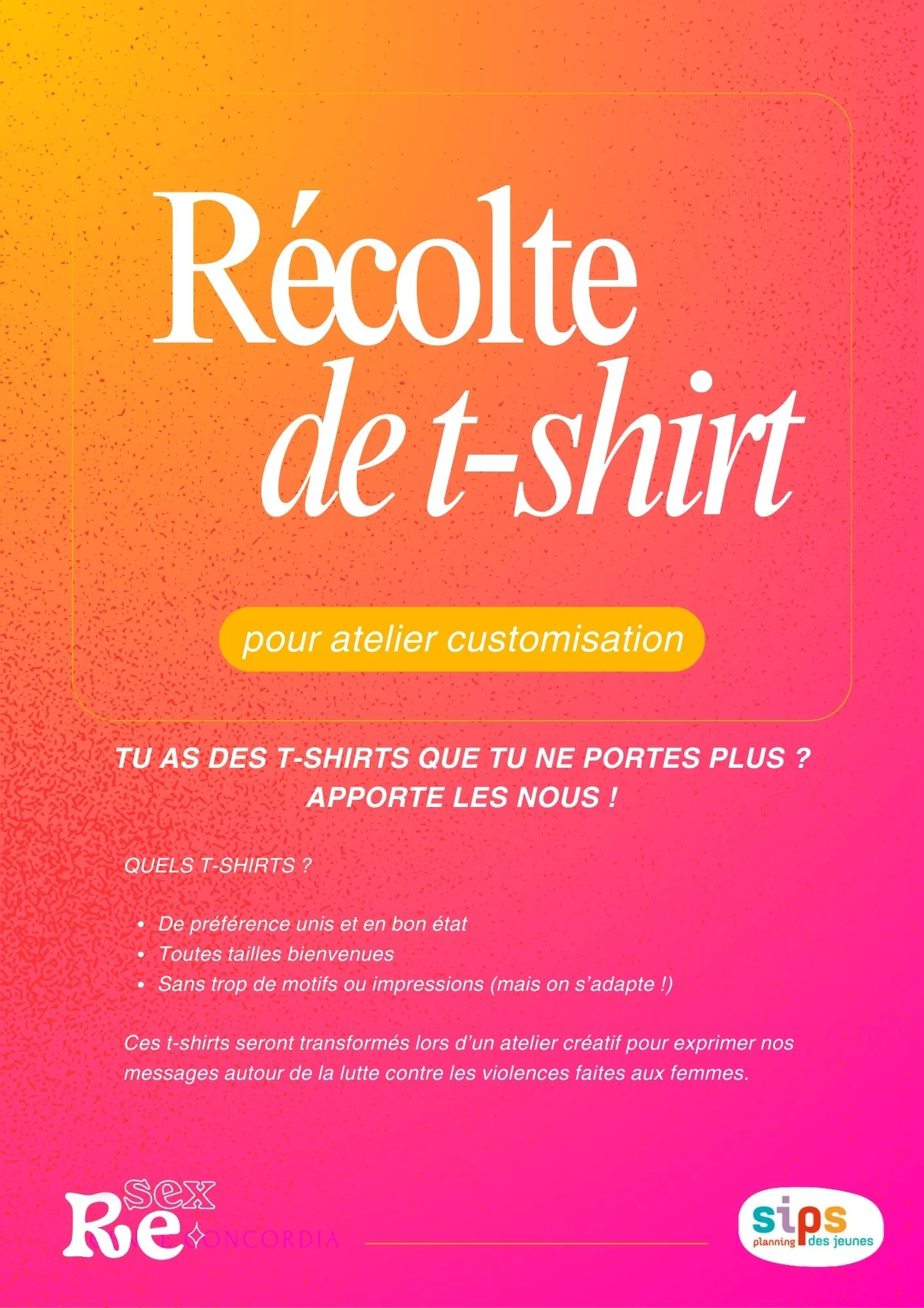 Récolte de t-shirts et tote-bags
